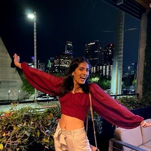 Puffy Sleeved Cropped Corset-Type Top